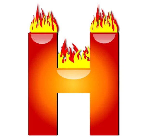 Písmeno h v plamenech — Stock fotografie