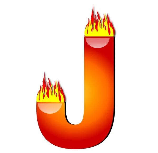 Літера J у вогні — стокове фото