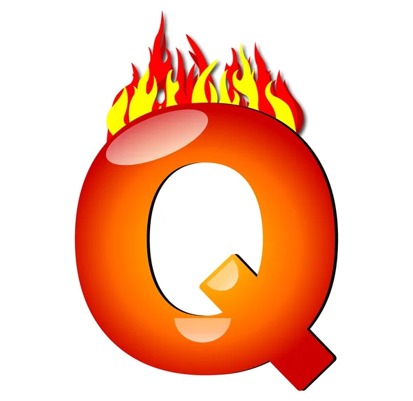 Letter Q on Fire — Stock Photo, Image