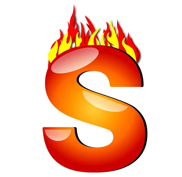 Буква S в огне — стоковое фото