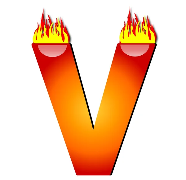Γράμμα v στην πυρκαγιά — Φωτογραφία Αρχείου