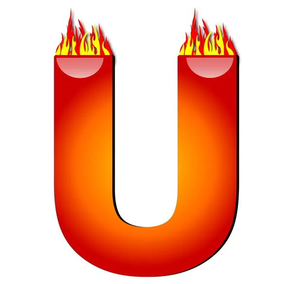 Γράμμα u στην πυρκαγιά — Φωτογραφία Αρχείου