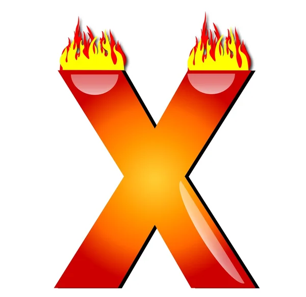 Písmeno x v plamenech — Stock fotografie
