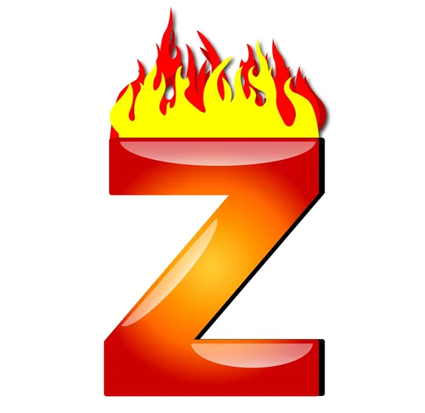 Lettera Z in fiamme — Foto Stock