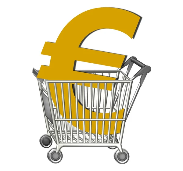 Carrinho de compras Euro — Fotografia de Stock