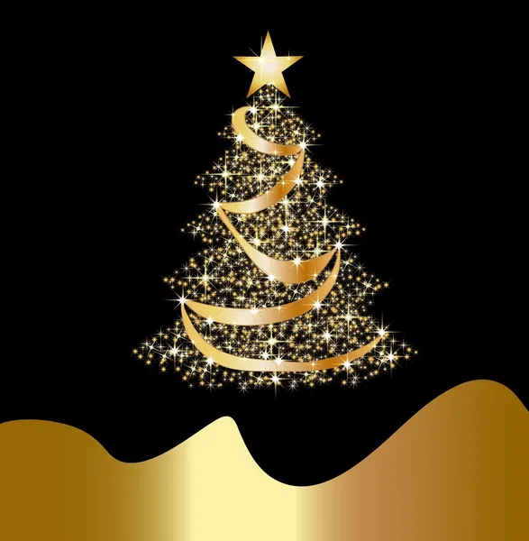 輝く黄金のクリスマス ツリー — ストック写真