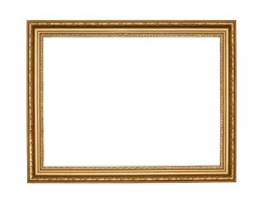 Old gold frame on white background with clipping path clipart