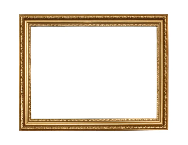 Старая золотая рамка на белом фоне с вырезкой — стоковое фото