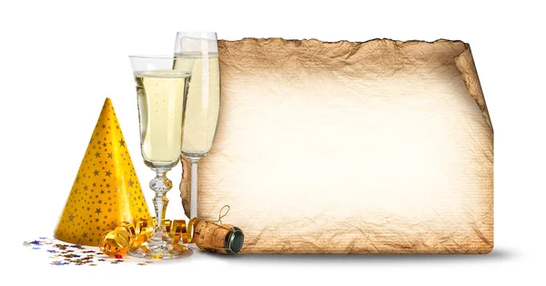 聚会邀请-香槟酒杯 — 图库照片