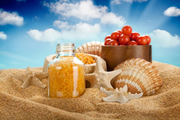 Spa minerals on sand — Stock Photo, Image