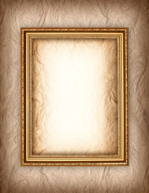 Background - Gold frame and old crumpled paper clipart