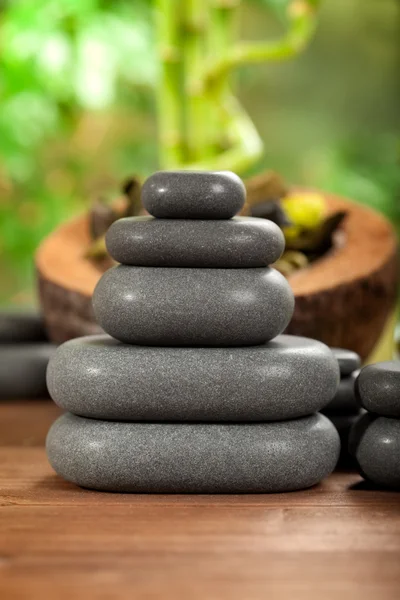 Black stones - spa supplies — Stock Photo, Image