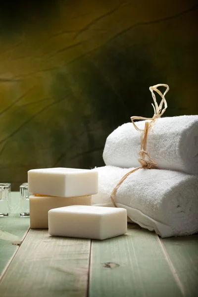 Soap and towels — Stock Photo, Image