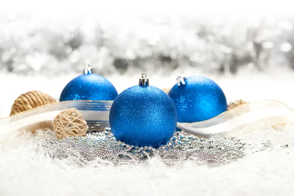 Christmas decoration - blue balls — Stock Photo, Image