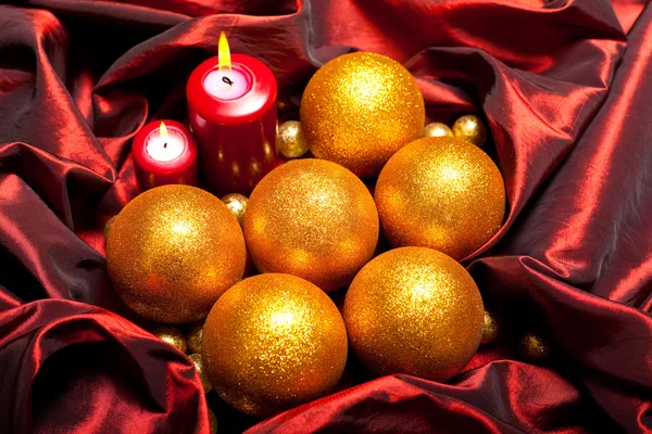 Xmas decoration - golden balls — Stock Photo, Image