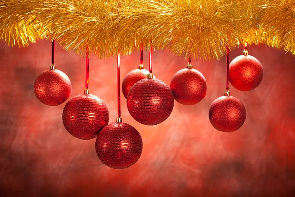 Christmas background - red balls — Stock Photo, Image