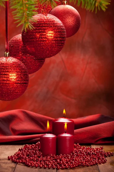 Christmas background - balls and candles — Stock Photo, Image