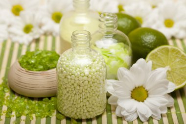 Aromatherapy - Flowers and lime bath salt clipart