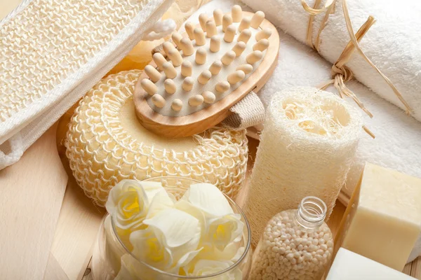 Aromaterapi - massage verktyg och handdukar — Stockfoto