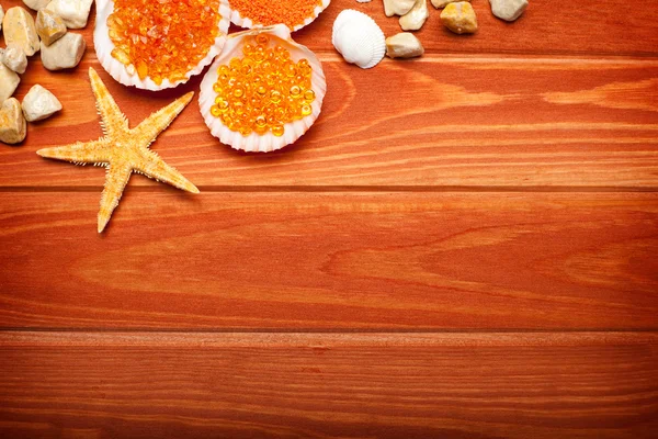 Aromatherapy background - bath salt, sea shell, starfish and sto — Stock Photo, Image