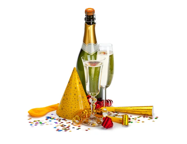 Champagne - bottle and glass — Stock Photo, Image