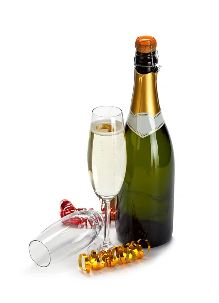 Šampaňské - láhve a sklo — Stock fotografie
