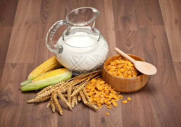 Flocos de milho e trigo — Fotografia de Stock