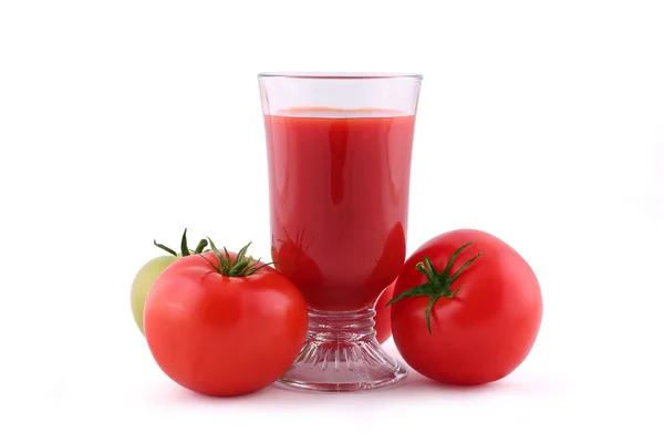 Sumo de tomate e tomate — Fotografia de Stock