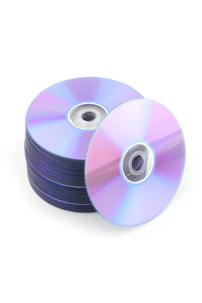 Compact Disks oder DVDs isoliert auf weiß — Stockfoto