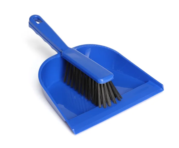 Cleaning equipment - dustpan and brush — Stock Photo, Image