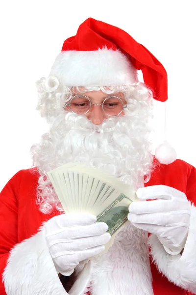 Papai Noel & dinheiro - close-up — Fotografia de Stock