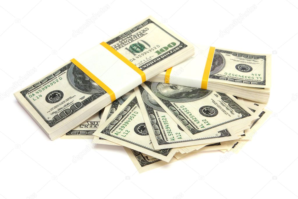 Stack of hundred dollar bills