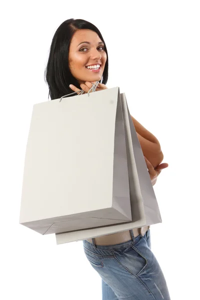 Smiling beauty with shopping bags — Stock Photo, Image