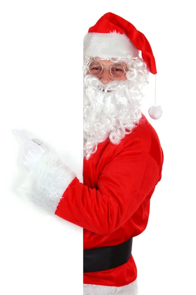Santa claus i biały, pusty znak — Zdjęcie stockowe
