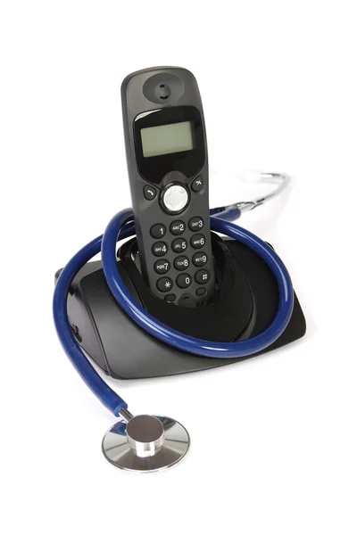 Stethoscope and telephone — Stock Photo, Image