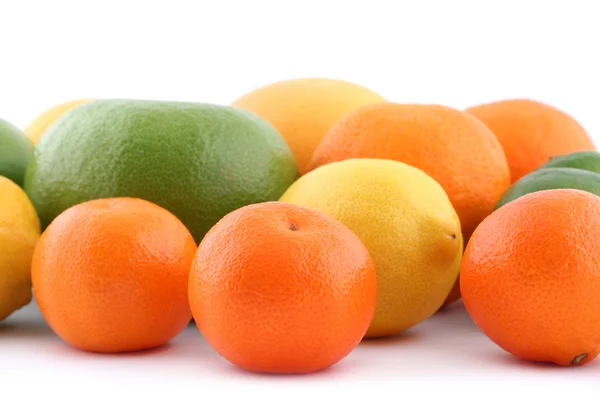 Citrusfrukter - apelsiner, grapefrukt, mandariner och citron — Stockfoto