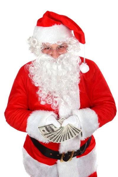 Père Noël avec des dollars — Photo