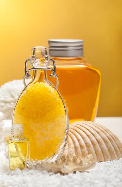 Spa - orange minerals; salt and oils — Stock Photo, Image