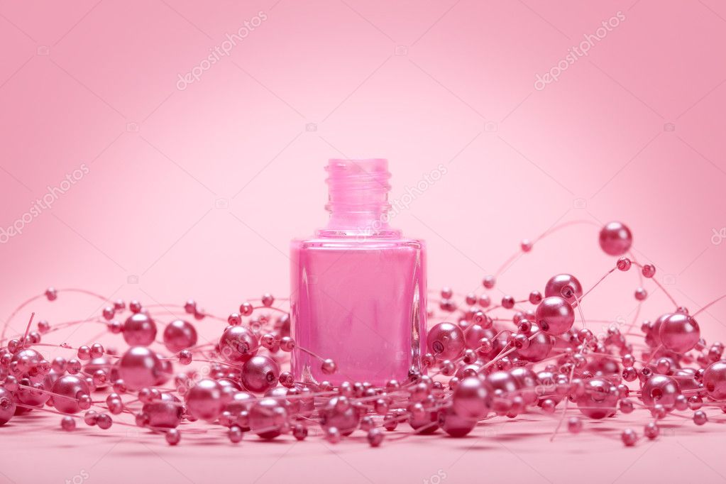 Nail design with pink nail polish and pink flower 2K wallpaper download