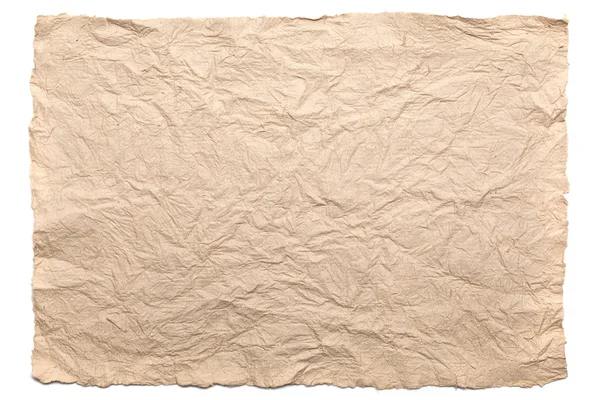 Vieux papier froissé sur fond blanc — Photo