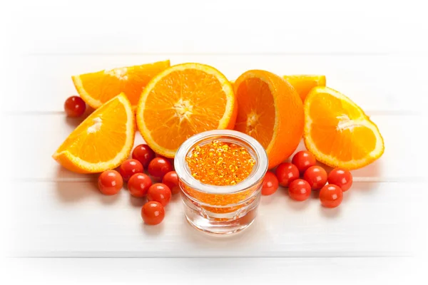 Oranje - fruit en badzout — Stockfoto