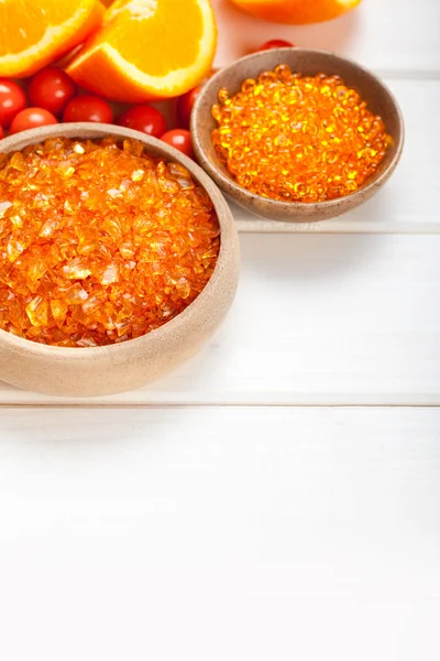Oranje spa - fruit en mineralen — Stockfoto
