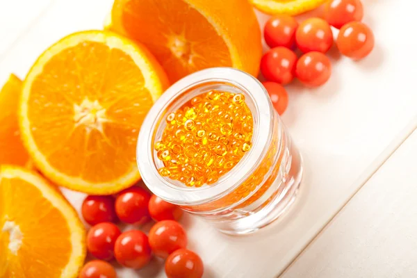 Ripe orange and bath salt for Spa — Stock Photo, Image