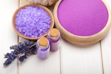 Lavender bath salt for Spa and wellnes clipart