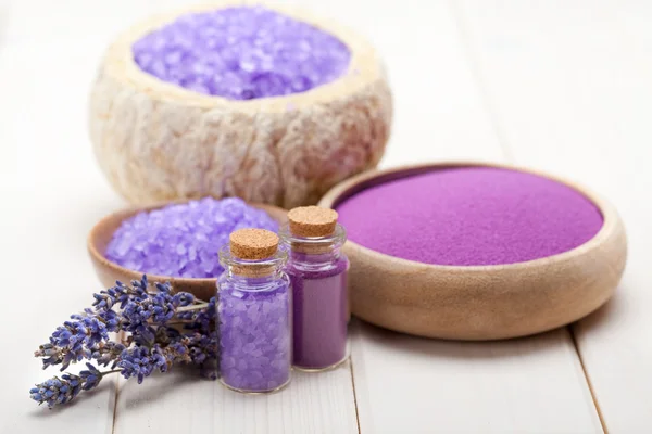 Spa supplies - lavender salt — Stock Photo, Image