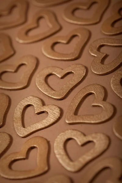 Złote serca - tło valentine — Zdjęcie stockowe