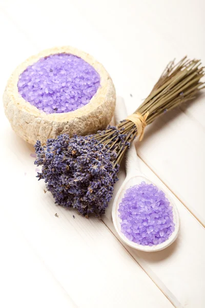 Aromatherapy - lavender bath salt Stock Picture