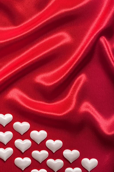 Valentine background - white hearts on red — Stock Photo, Image