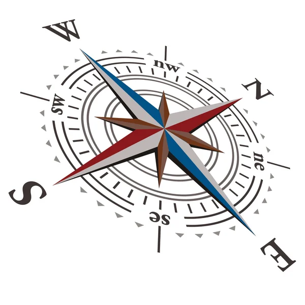 3 D Vector wind rose compass — Stock Vector