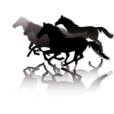 Horses in gallop clipart